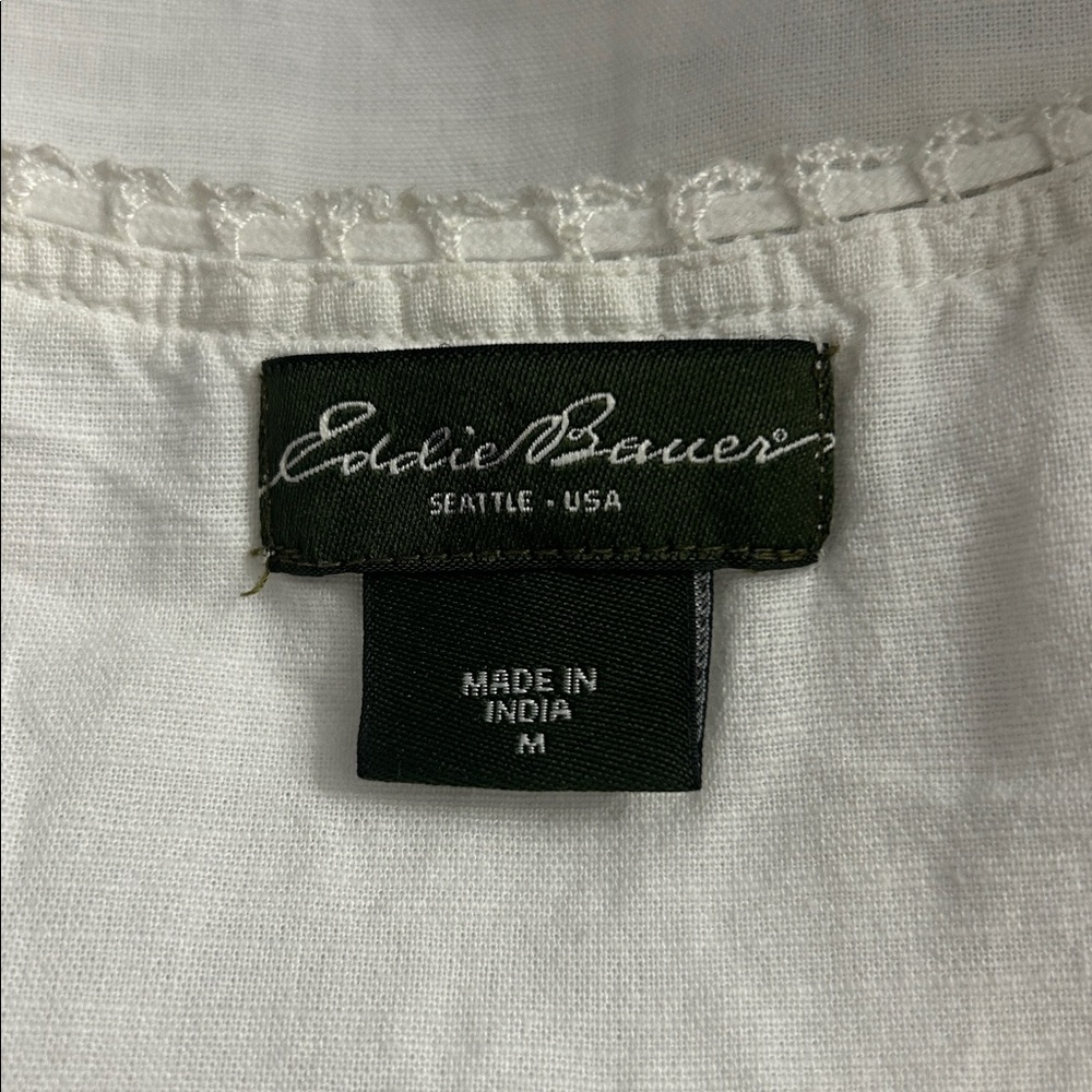 Eddie Bauer White Textured Tank Top 100% Cotton, Medium,  boho, cottagecore - Picture 3 of 7